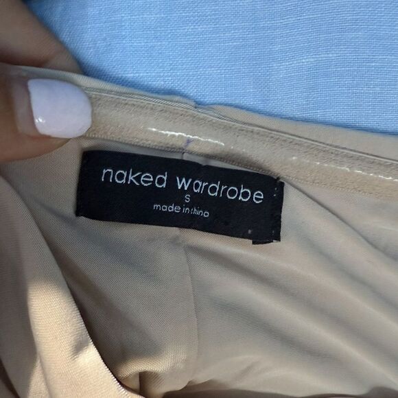 Naked Wardrobe Gold Maxi Pencil Skirt Ruched Cocktail Sz S - Picture 7 of 9